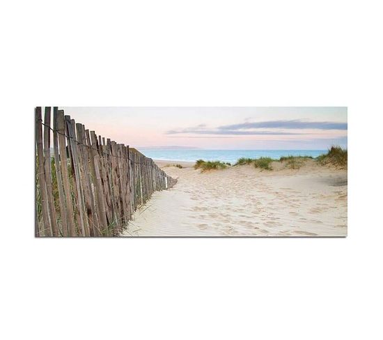 Tableau Bois Les Dunes De Sable Sur La Plage Au Coucher Du Soleil 70 X 25 Cm Beige