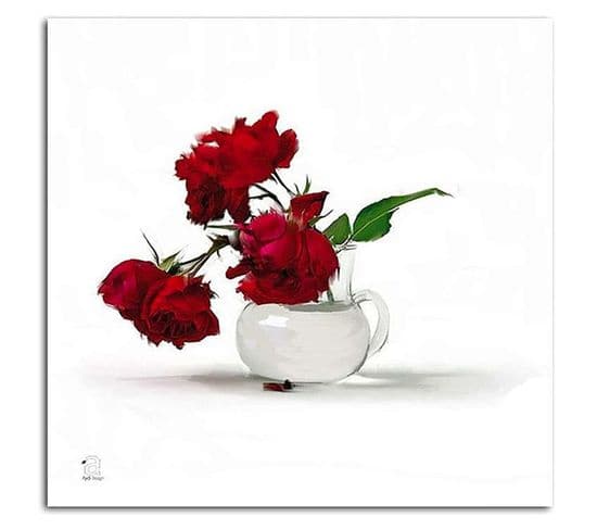 Tableau Bois Roses Rouges Dans Un Vase 20 X 20 Cm Rouge