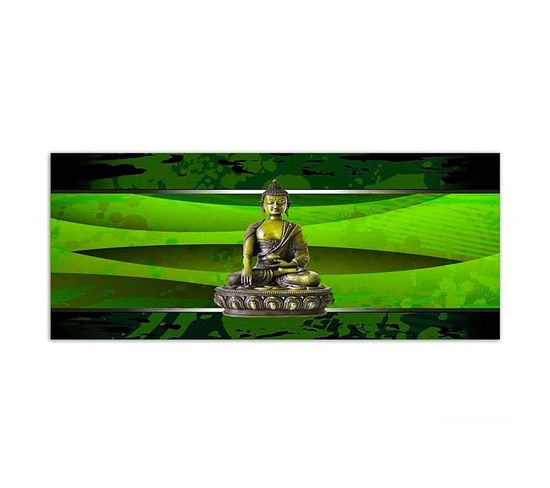 Tableau Bois Bouddha En Vert 50 X 20 Cm Vert