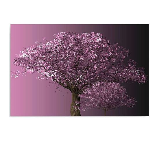 Tableau Bois Arbre Violet 80 X 60 Cm Violet