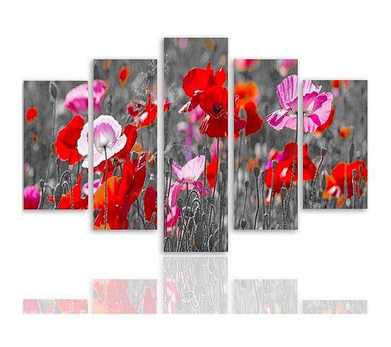 Tableau Coquelicots Rouges 100 X 70 Cm Rouge