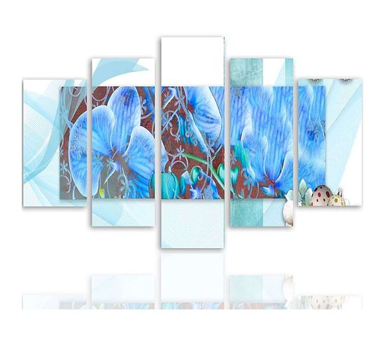 Tableau Orchidée 2 100 X 70 Cm Bleu