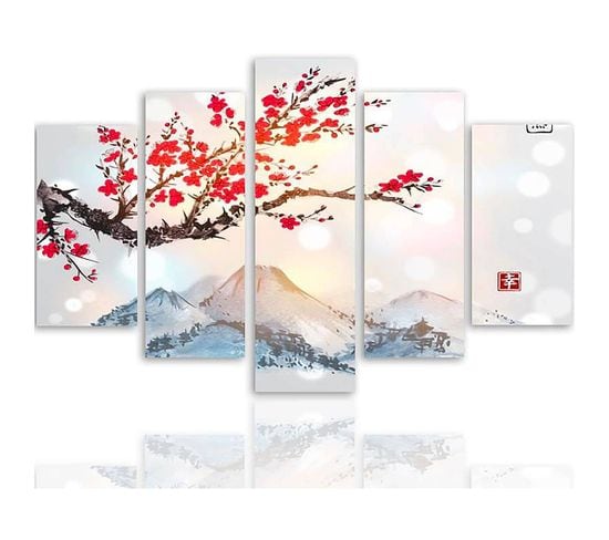 Tableau Le Japon Paysage 4 250 X 120 Cm Blanc