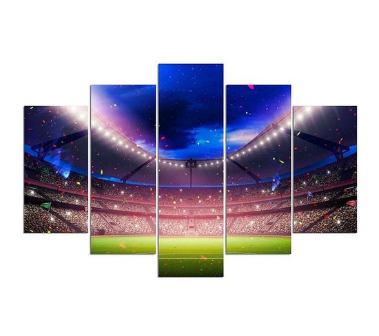 Tableau Stade De Foot 100 X 70 Cm Bleu