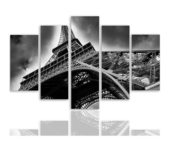 Tableau La Tour Eiffel Dans Les Nuages 200 X 100 Cm Noir