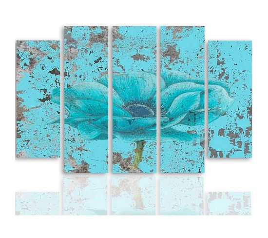 Tableau Fleur Bleue 150 X 100 Cm Bleu