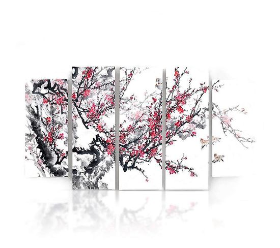 Tableau Cerisier Japonais 100 X 70 Cm Blanc