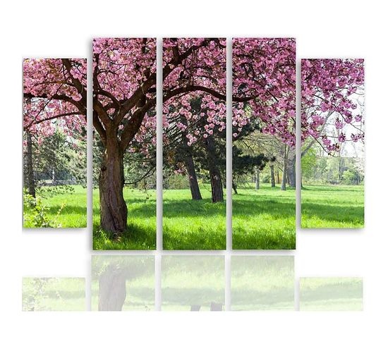 Tableau Arbre En Fleurs 200 X 100 Cm Rose