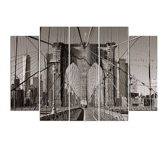 Tableau Le Pont De Brooklyn 300 X 140 Cm Noir