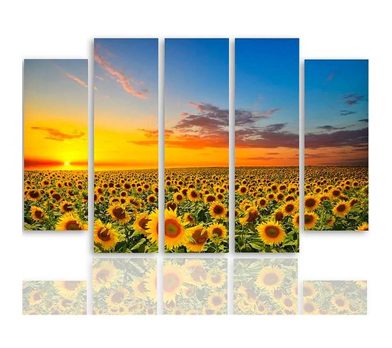 Tableau Paysage Tournesol 300 X 140 Cm Jaune