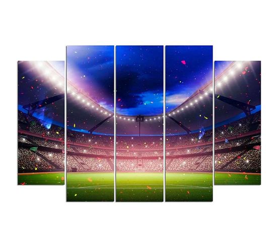 Tableau Du Stade De Foot 150 X 100 Cm Bleu