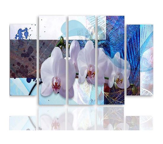 Tableau La D'orchidées 300 X 140 Cm Bleu