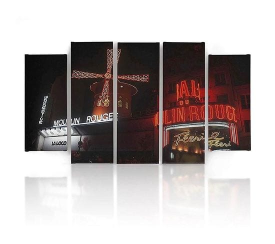 Tableau Le Moulin Rouge 100 X 70 Cm Rouge