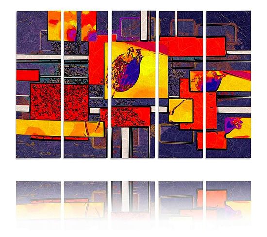 Tableau Abstraction Géométrique 1 250 X 120 Cm Rouge