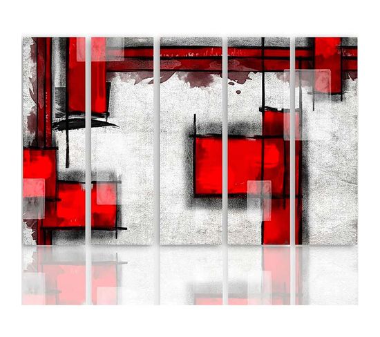 Tableau Abstraction Géométrique 5 250 X 120 Cm Rouge
