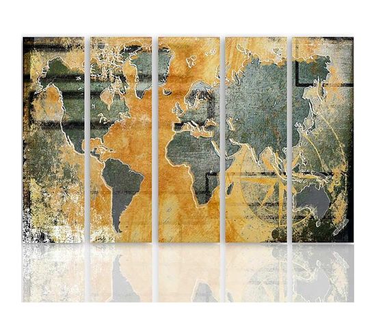 Tableau Carte Du Monde En Graphite 200 X 100 Cm Beige