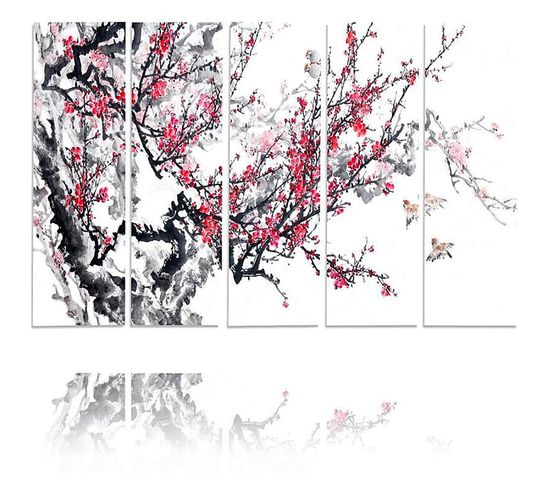 Tableau Cerise Japonaise 200 X 100 Cm Blanc