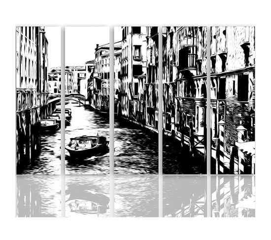 Tableau Canal De Venise 150 X 100 Cm Noir