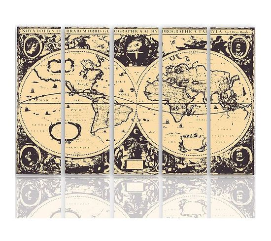 Tableau Carte Vintage Du Monde 200 X 100 Cm Beige