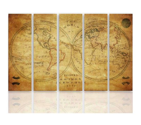 Tableau Carte Historique Du Monde 200 X 100 Cm Beige