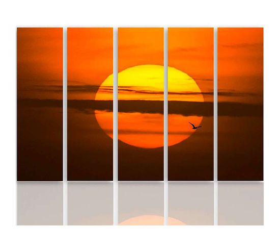 Tableau Le Soleil Couchant 200 X 100 Cm Orange