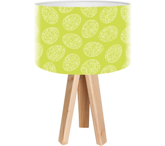 Lampe De Chevet Bois Vert 30x30x45cm