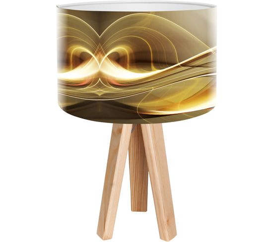 Lampe De Chevet Bois Jaune 30x30x45cm