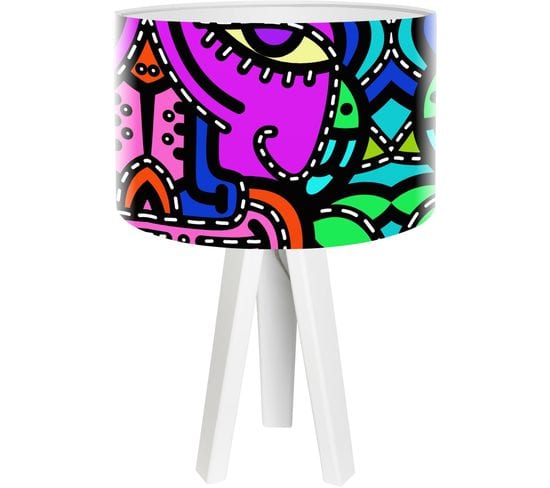 Lampe De Chevet Bois Multicolore 30x30x45cm