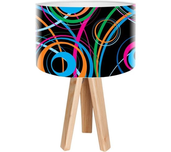 Lampe De Chevet Bois Noir 30x30x45cm