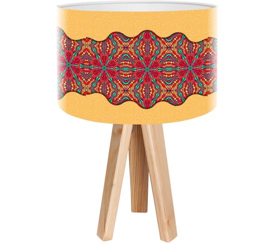 Lampe De Chevet Bois Rouge 30x30x45cm