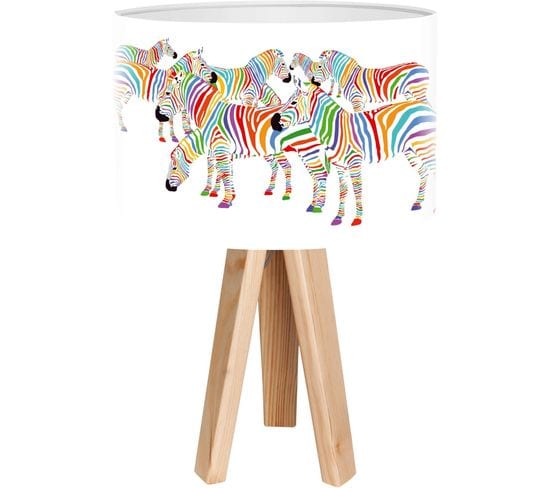 Lampe De Chevet Bois Multicolore 30x30x45cm