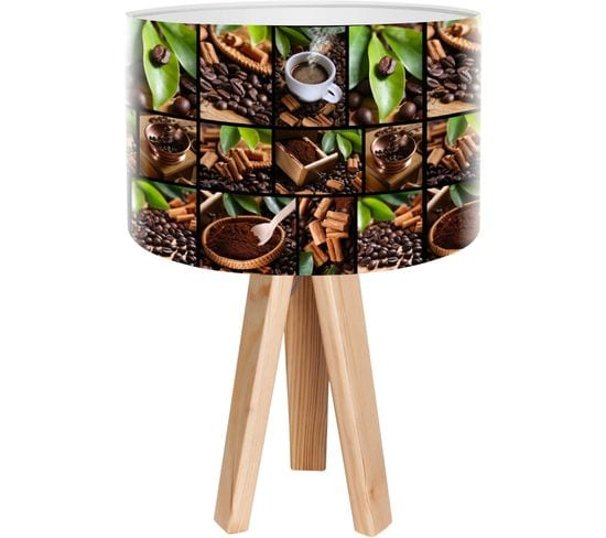 Lampe De Chevet Bois Multicolore 30x30x45cm