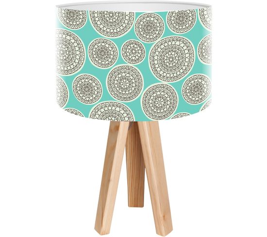 Lampe De Chevet Bois Bleu 30x30x45cm