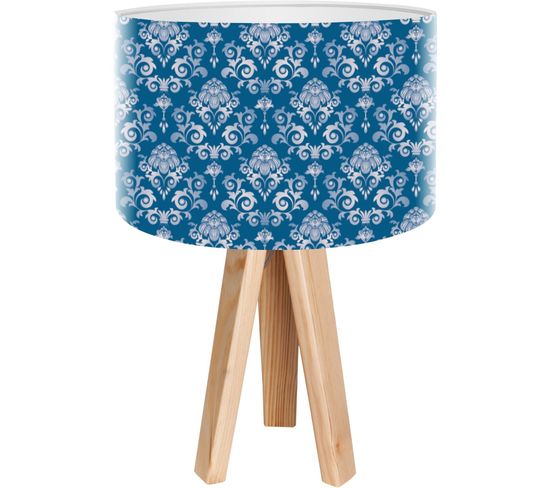 Lampe De Chevet Bois Bleu 30x30x45cm