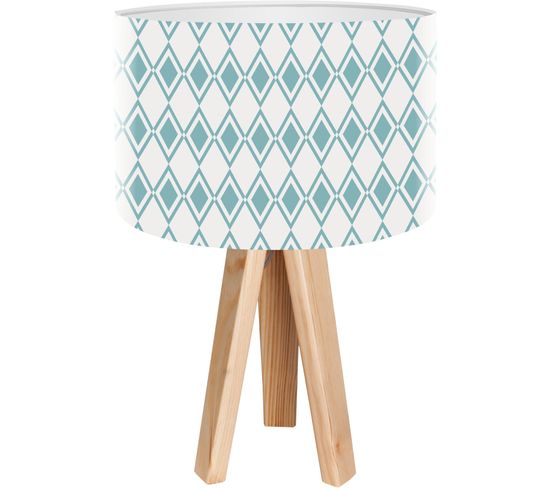 Lampe De Chevet Bois Bleu 30x30x45cm