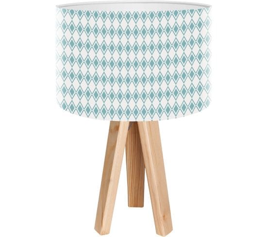 Lampe De Chevet Bois Bleu 30x30x45cm