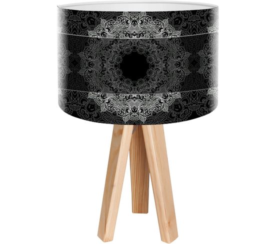 Lampe De Chevet Bois Noir 30x30x45cm