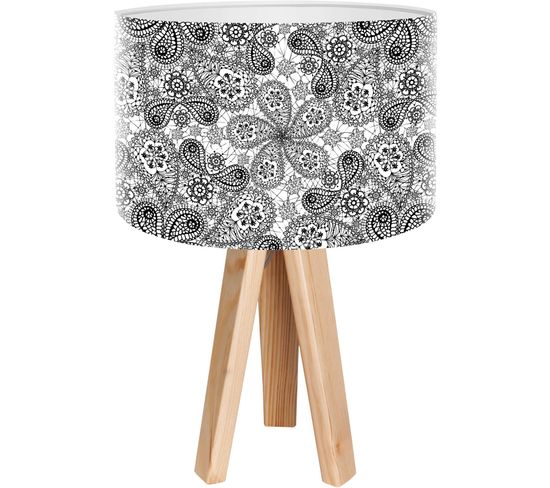 Lampe De Chevet Bois Noir 30x30x45cm