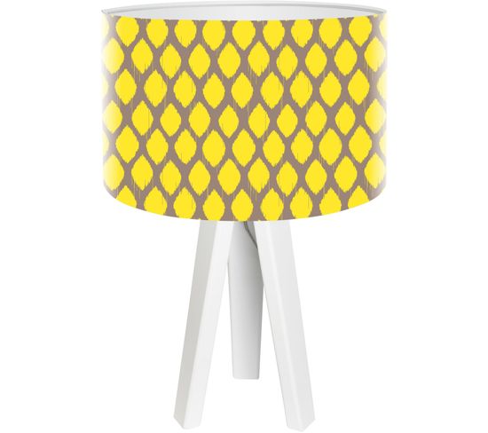 Lampe De Chevet Bois Jaune 30x30x45cm