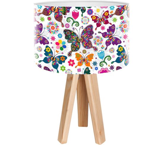 Lampe De Chevet Bois Multicolore 30x30x45cm