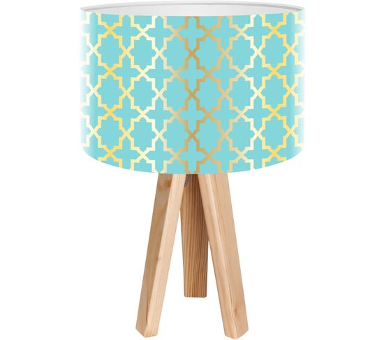 Lampe De Chevet Bois Bleu 30x30x45cm