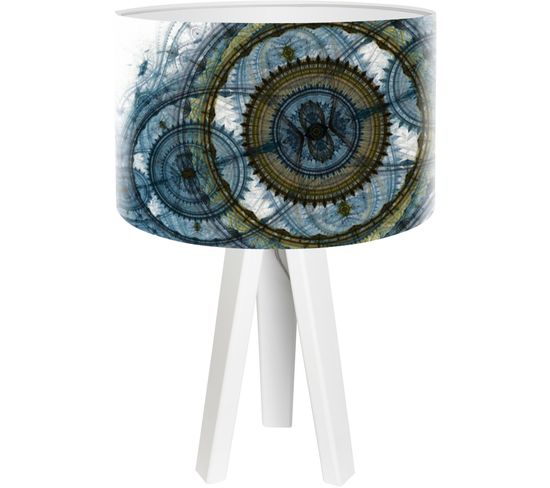 Lampe De Chevet Bois Bleu 30x30x45cm