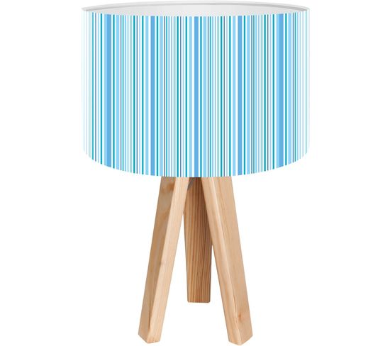 Lampe De Chevet Bois Bleu 30x30x45cm