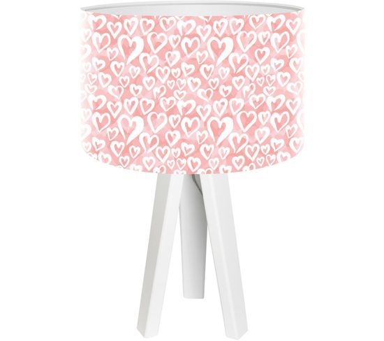 Lampe De Chevet Enfant Trépied Blanc Abat Jour Rose