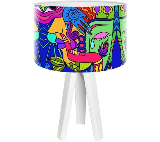 Lampe De Chevet Bois Multicolore 30x30x45cm