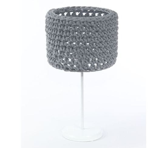 Lampe De Table Bois Gris 24x24x45cm