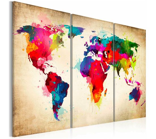 Tableau Continents Arc-en-ciel 90 X 60 Cm Multicolore