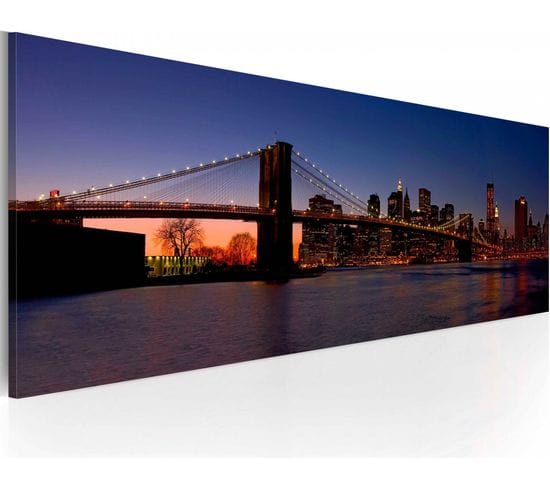 Tableau Panorama Du Pont De Brooklyn 135 X 45 Cm Noir