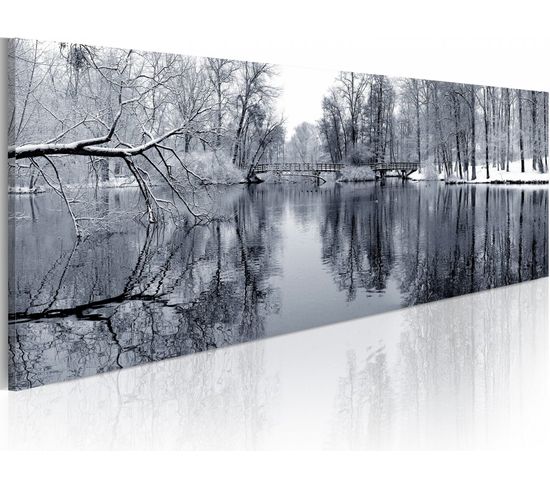 Tableau Paysage Hiver 135 X 45 Cm Blanc