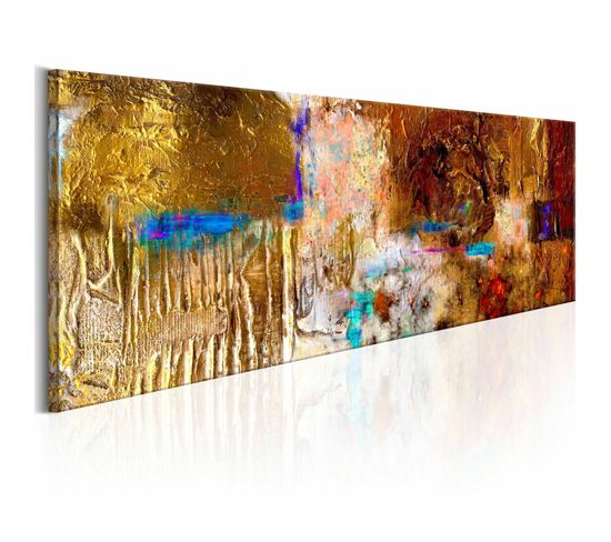 Tableau Peint Structure Dorée 150 X 50 Cm Jaune